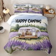 thumbnail image 2 of Castle Fairy Watercolor Camper Bed Spread Queen,Lavender Print Queen Coverlet Set for Bedroom,Purple White, 2 of 7