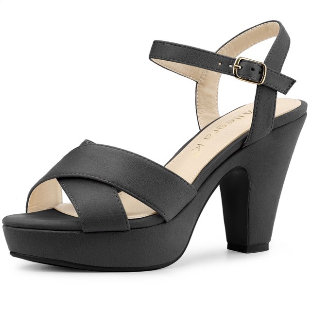 Sandalias Tacón Grueso Allegra K Plataforma Para Mujer Gris 37