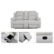Pon Living Furniture Inc 2 Piece Glam Flannelette Reclining Living Room Set Grey White