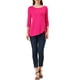 thumbnail image 2 of INSPIRAR CHIC Blusas de Mujer Cuello Redondo Manga 3/4 Decoración de Botones Dobladillo Irregular Estilo Casual 3XL Rosa Fucsia, 2 of 6
