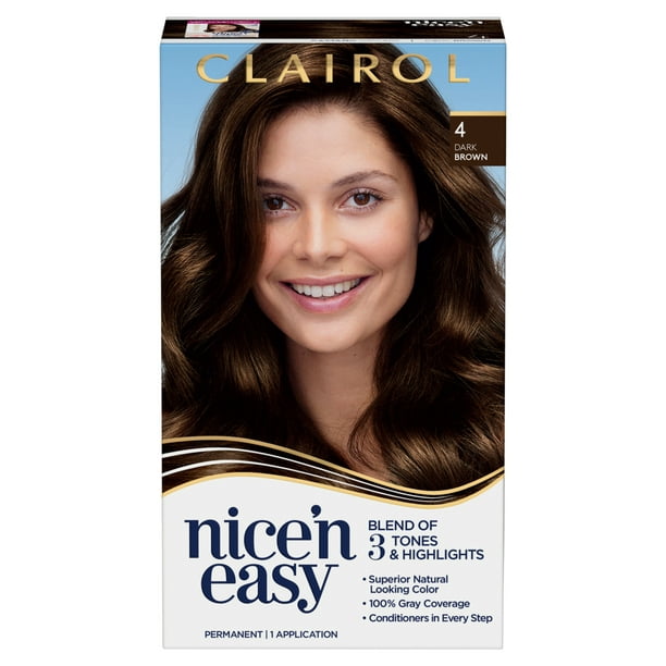 Clairol Nice'n Easy Permanent Hair Color Creme, 4 Dark Brown, 1  Application, Hair Dye 