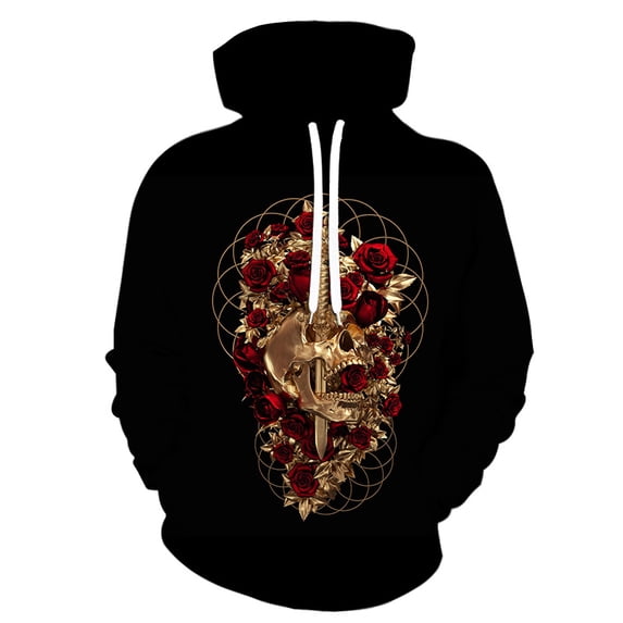 Men's 3D Skull Hoodie Pullover Print Pattern Fashion Sweatshirt Sportswear