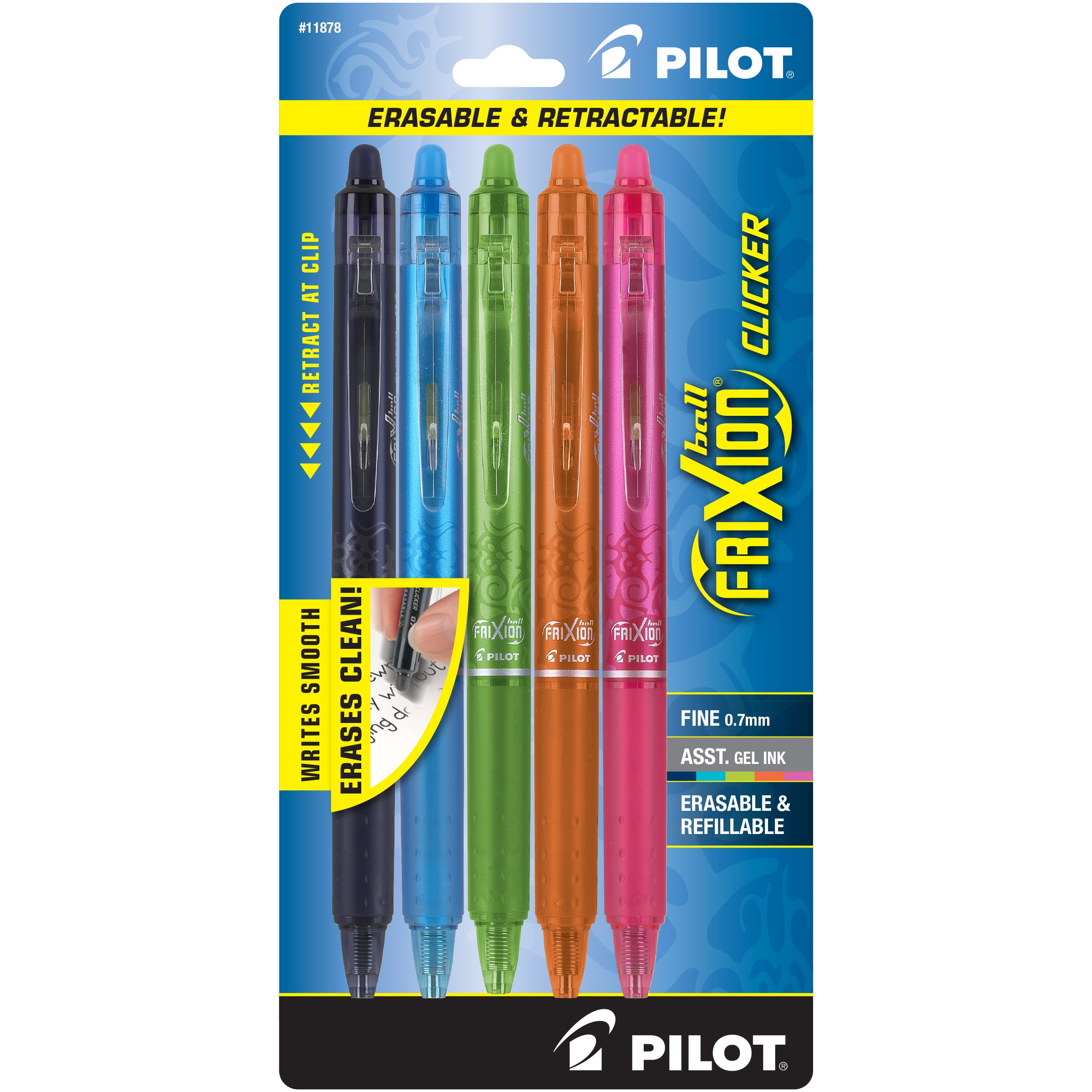 Makkelijk in de omgang Allerlei soorten Reflectie Pilot FriXion Clicker Erasable Gel Pens, Fine Point (0.7 mm), Assorted Ink,  5 Count 323981061 - Walmart.com