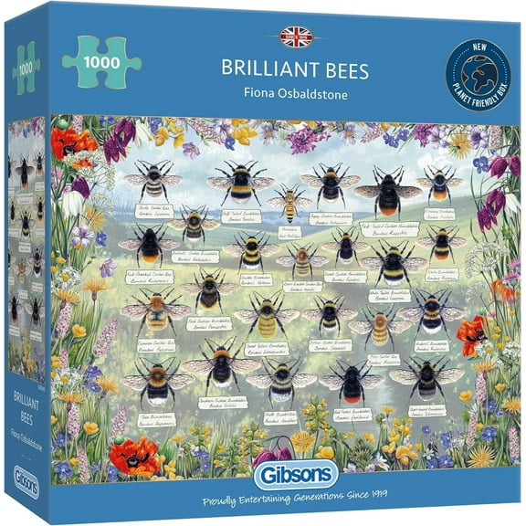 Gibsons Games Brilliant Bees 1000 Piece Jigsaw Puzzle, 27"x19", 14  Years