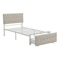 thumbnail image 4 of SESSLIFE Linen Fabric Upholstered Platform Bed, Twin Bed with a Storage Drawer, Beige Twin Bed Frame, Storage Platform Bed Frames, Hold 250 LBS, No Box Spring Needed, Easy Assembly, 4 of 10