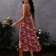 thumbnail image 2 of Vestido largo con estampado floral poliéster resistente a las arrugas correas ajustables transpirables vestido de verano sin tirantes dobladillo alto y bajo para mujeres y ANGGREK  Otros, 2 of 6