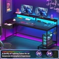 thumbnail image 3 of Romorgniz Gaming Desk with Power Outlet, Fabric Drawer & RGB LED Lights, Black Computer Desk with Adjustable Monitor Stand & CPU Holder for Home Office, 3 of 10