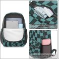 thumbnail image 4 of Blue and Black Wavy Checkered Pattern 17" School Backpacks for Teens,Waterproof Oxford Fabric,S-Shape Padded Straps for School,Travel,Hiking,Camping, 4 of 6