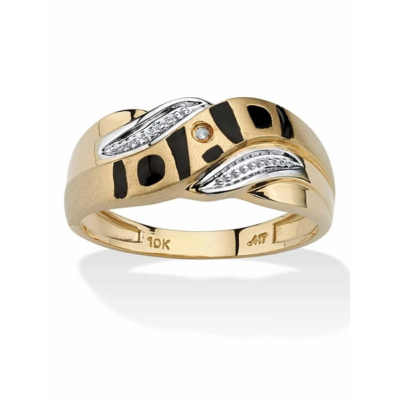 PalmBeach Jewelry Men's Diamond Accent "Dad" I.D. Ring in Solid 10k Yellow Gold