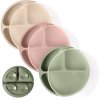 WeeSprout Suction Plates with Lids for Babies & Toddlers, 100% Silicone, Dinnerware Stays Put, 3-Pk