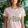 thumbnail image 5 of Christian She Is Strong Proverbs 31:25 Bible Verse T-Shirt for Women, Azalea, Size 2XL, 5 of 6