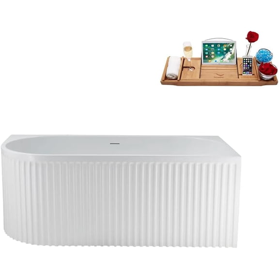 59" Streamline N4040BL Soaking Freestanding Tub and Tray With Internal Drain