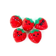 Emotional Support Pals Strawberries, 5 Strawberry Plush Toys with Carrying Basket, Cute Food Plush Gift Set
