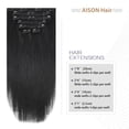 thumbnail image 3 of Extensiones de cabello Aison Black Clip en cabello humano real, 85 g, 3 of 5