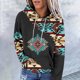 thumbnail image 1 of Pntutb Mujeres Moda Casual Contraste de color Estilo étnico Impresión de manga larga tops Sudaderas con capucha Pntutb Pntutb-1936, 1 of 1
