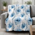 thumbnail image 2 of Blue Flowers Blanket Soft Cozy Warm Throw Blanket for Couch, Plush Fuzzy Flannel Fleece Blankets for Sofa, Country Pastoral Floral Spring Bed Blankets Lightweight Gifts for Women, 30"x40", 2 of 9