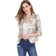 thumbnail image 2 of Chaqueta abierta de la chaqueta del traje de la cosecha del trabajo de la oficina del frente de las mujeres Beige-Floral M, 2 of 6