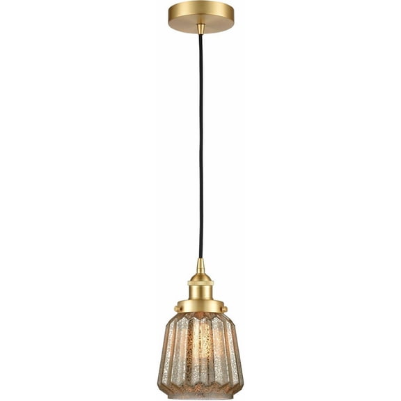 616-1PH-SG-G146 Innovations Lighting Chatham - 1 Light Mini Pendant In Art Deco Style-11 Inches Tall and 7 Inches Wide-Satin Gold Finish-Mercury Glass