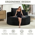 thumbnail image 2 of 55'' Oversized Upholstered Sofa Bed, Round Chaise Lounge Chair Indoor, Fluffy Plush Chaise Lounge with 3 Pillows, Modern Velvet Cloud Couch with Deep Seat, for Living Room Apartment, Black, 2 of 8