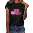 thumbnail image 2 of En Octobre Nous Portons des Hauts Roses pour Femmes Col Rond Manches Courtes Blouse Décontractée Imprimée Sensibilisation au Cancer du Sein, 2 of 5