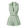 thumbnail image 6 of Cmfcve Women's Sleeveless V Neck Romper Short with Pockets Striped Casual Summer Daily One Piece Short Jumpsuit with Belt, 6 of 6