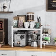 thumbnail image 3 of Over The Microwave Shelf - Adjustable Countertop Microwave Stand 2 Tier Microwave Rack (L15.7~23.6" xW12.8 xH17.7) with Spice Organizer and 6 Hooks for Kitchen White, 3 of 12