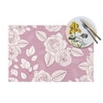 thumbnail image 4 of XMXT 4 Pcs PVC Woven Placemats, White Hand Painted Roses Stain Resistant Anti-Skid Place Mats for Dining Table, 12 x 18 inches, 4 of 6