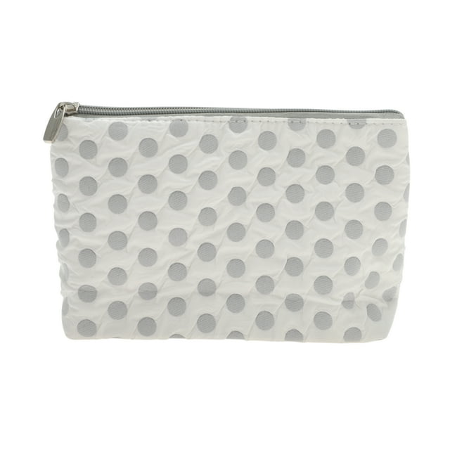 Bolsas de maquillaje planas rectangulares convenientes de 1 Pc para viajar, pequeñas, blancas y grises de poliéster