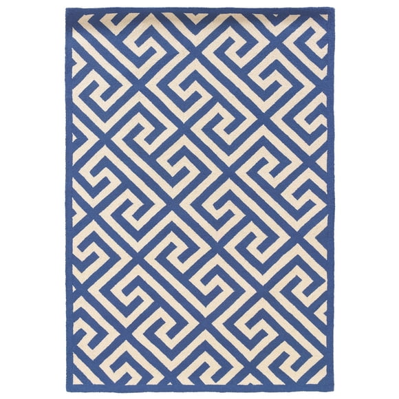 Hawthorne Collection 5' x 7' Hand Hooked Key Wool Rug in Navy