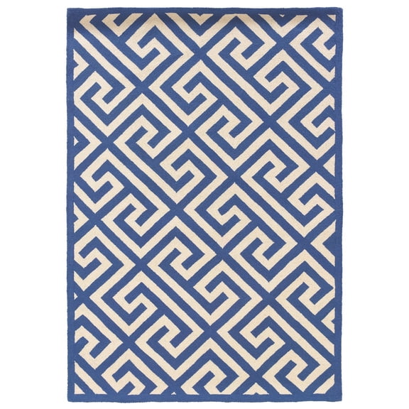 Riverbay Furniture 5' x 7' Hand Hooked Key Wool Rug in Navy