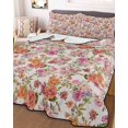 thumbnail image 3 of Quilts Full Size, Vintage Botanical Soft Comforter Bedding Set for Bed, Farmhouse Orange Pink Spring Floral Lightweight Quilted Bedspread with Pillow Cover(2 Pieces) for All Season, 78x90 Inch, 3 of 6