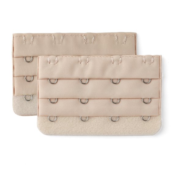 INSPIRE CHIC Women's 3 Rows 4 Hooks Bra Extenders Straps Extension Skin Color 3 Rows 4 Hooks 2 Pcs