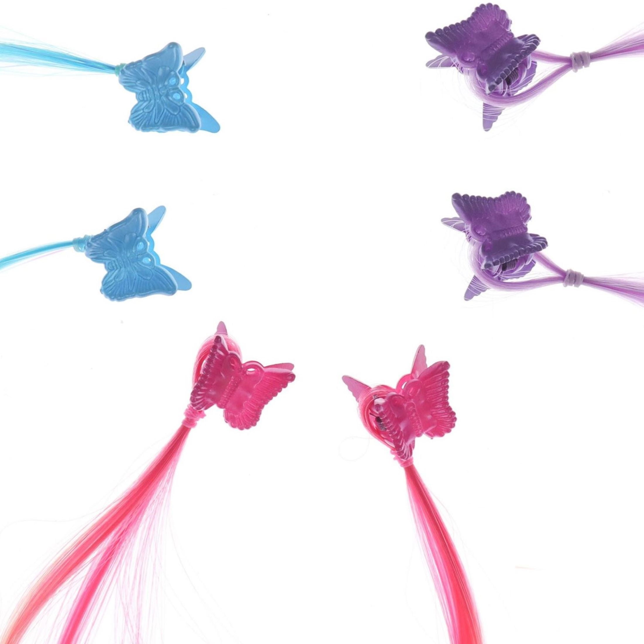 Wonder Nation 6 Pack Ombre Faux Hair Set with Butterfly Claw Clips (Girl's)