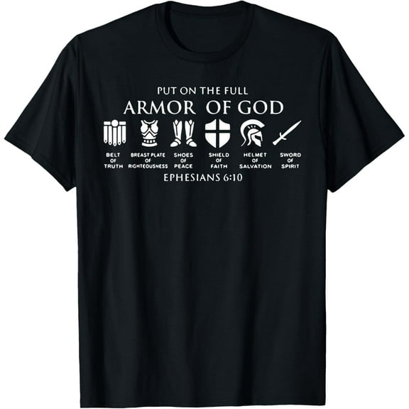 Put On The Full Armor Of God T-ShirtMen and women, Black T-shirt, size: Extra large