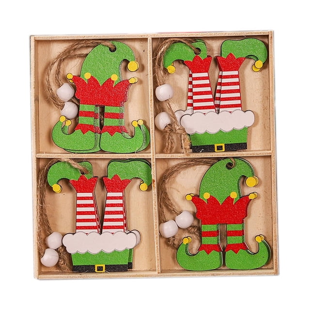 Adornos navideños Macarena 12 decoraciones colgantes de madera para Navidad