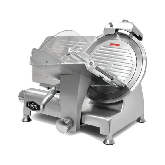 KWS Metal Collection Commercial 420W 12" Meat Slicer MS-12DS Anodized Aluminum Base with Stainless Steel Blade   Blade Removal Tool, Frozen Meat/Cheese/Food Slicer Low Noises Commercial and Home Use