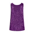 thumbnail image 4 of Staron Summer Tops for Women Sequin V Neck Sleeveless Casual Loose Party Tank Top, Purple XL, 4 of 5