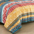 thumbnail image 5 of Chezmoi Collection Amara 3-Piece Boho Stripe Full Comforter Set, Floral Colorful Bohemian Printed Microfiber Lightweight Bedding Set, 5 of 10