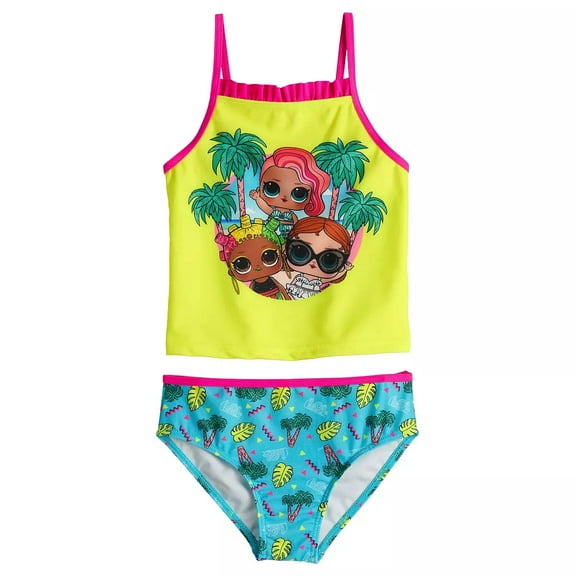 LOL Dolls Tankini Swimsuit Girls Tankini Top and Bikini Bottom Set Two Piece