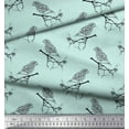 thumbnail image 2 of Soimoi Green Rayon Fabric Branch & Bird Text Print Sewing Fabric Yard 42 Inch Wide, 2 of 5