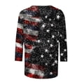 thumbnail image 4 of Vetsdori Women's Summer T Shirts Red White and Blue American Flag Pullover 3/4 Sleeve Plus Size 4th of July Casual Independence Day,Graphic Crew Neck Tops for Ladies, 4 of 5