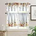 thumbnail image 3 of Eucalyptus Leaf Floral Kitchen Curtain Set, Plant Watercolor Wildflower Spring Botanical Farmhouse Window Valances and Tier Set for Home Living Room Café Décor 54''x18'' & 27''x24''x2, 3 Panels, 3 of 4