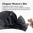 thumbnail image 3 of Zhuge Black Organza Church Hat – Wide Brim Sun Hat with Flower Decoration, Tea Party Style, 3 of 4