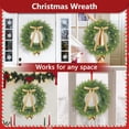 thumbnail image 6 of Guvpev Christmas Wreath, 22" Artificial Cedar Wreath with Bow Gold Cow Bell, Christmas Wreaths for Front Door, Christmas Door Cedar Wreath with Lights for Holidays Indoor Outdoor Xmas Decorations, 6 of 8