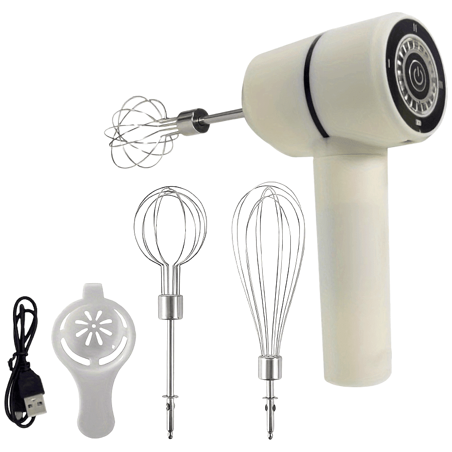 USB Rechargeable Cordless Hand Mixer, 3-Speed Electric Whisk with 304 Stainless Steel Beaters & Balloon Whisk for Baking Cakes, Cookies, Butter Tarts