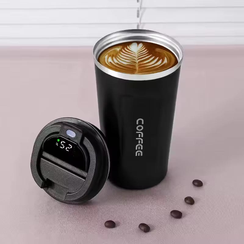 thumbnail image 1 of Taza de café con aislamiento inteligente de 510 ml con pantalla de temperatura, termo aislado de viaje de acero inoxidable para oficina en coche y botella de agua, 1 of 5