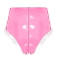 thumbnail image 5 of Lencería de mujer, ropa interior de látex, calzoncillos de charol brillante, calzoncillos de cintura alta con cordones y volantes, bragas de mucama, ropa de club, 5 of 5