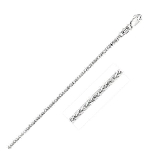 Chaîne Blé Carrée en Or Blanc 14k 1,8 mm 20 Po