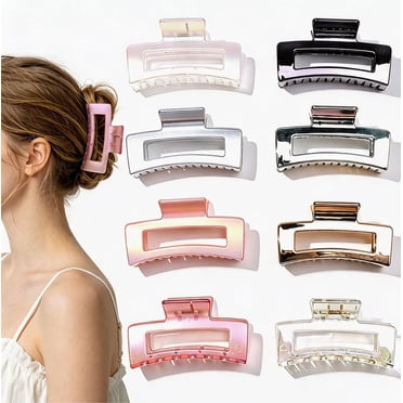 8Pcs Medium Hair Clips for Thick and Thin Hair, Square Claw Clips Jaw Clips Bulk Hair Accessories for Women Girls.