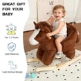 thumbnail image 2 of DIPU-Home Horse Ride-On Rocking with Lullaby Song, Hand Puppets, Safety Belt, Plush Rocking Horse for Ages 1-3, Interactive Kids Rocker, Brown, 2 of 7